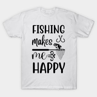 Less Talk More Fishing - Gift For Fishing Lovers, Fisherman - Black And White Simple Font T-Shirt